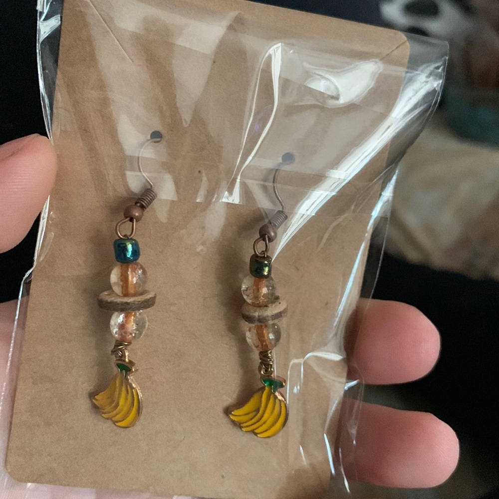 Hand made banana earrings nickel free 100% brass
